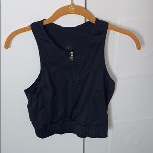 Varley zip up Crop Top with Elastic Band